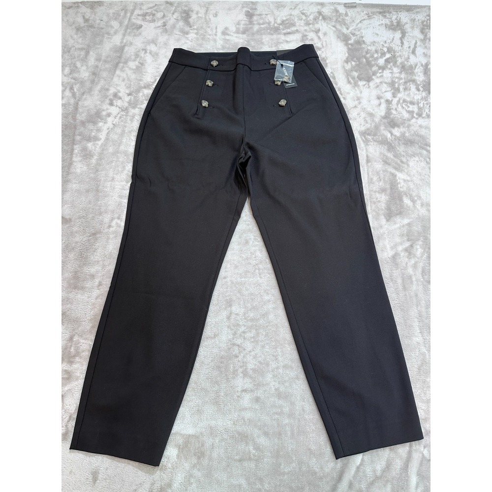 Express Pants Womens Size 8 Short Black Sailor Button High Rise Ankle NWT